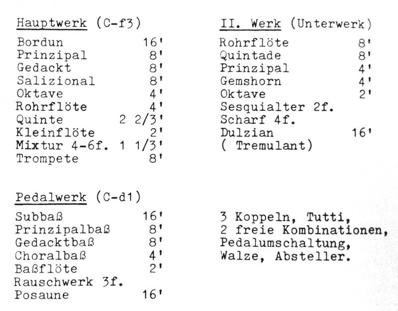 St. Michael Neuhof, Orgeldisposition